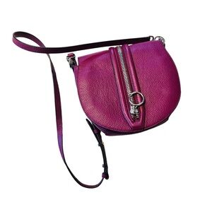 Rebecca Minkoff Purple/Fuchsia Solid Leather Crossbody Bag.